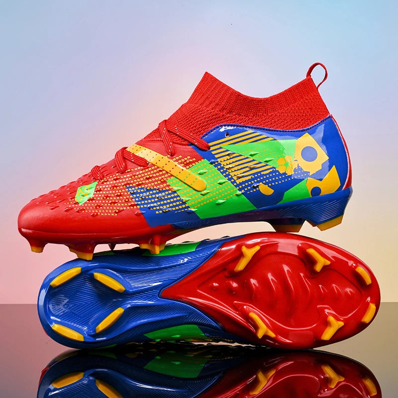 Nouveaux hommes chaussures de Football de haute qualité en plein air haute cheville ultraléger bottes de Football en salle chaussures de sport antidérapantes Futsal antidérapantes