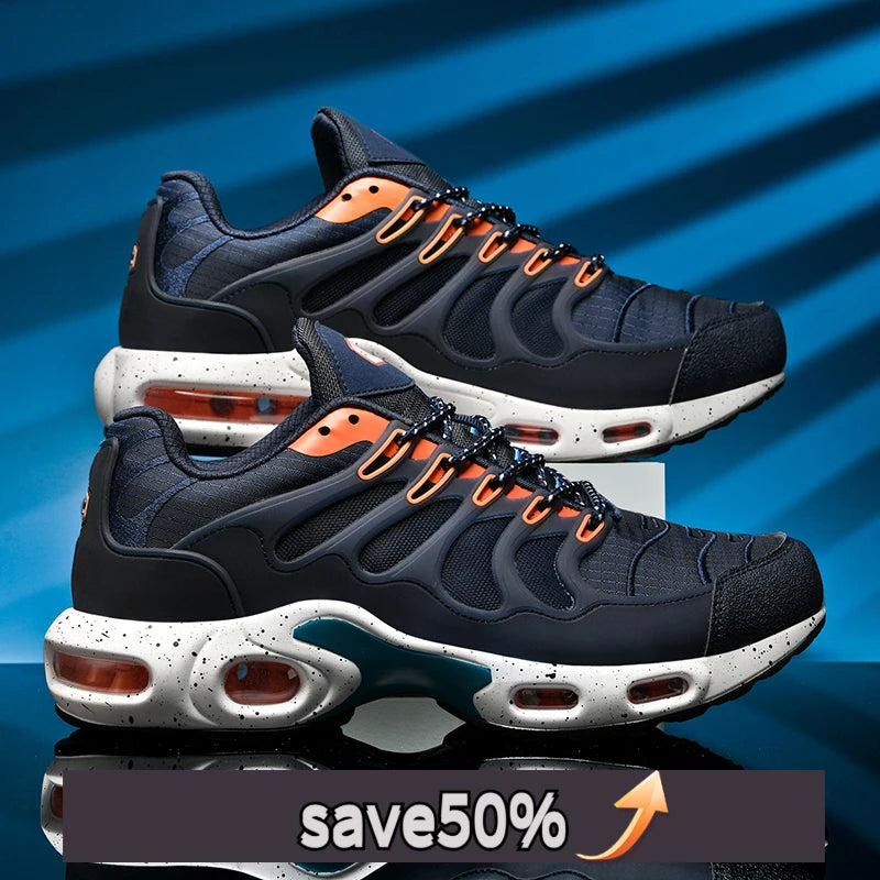 Men's air cushioned running shoes, marathon sports, breathable and lightweight, women's comfortable and non slip casual shoes