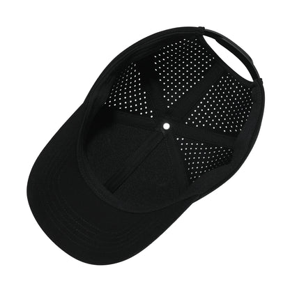 VOBOOM Boné de basebol para homem de secagem rápida, em malha cortada a laser, com aba curva e fecho de pressão, para corrida ao ar livre e viagens, preto