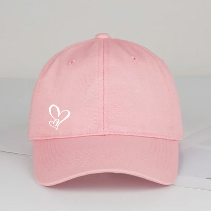 Minimalistická bejzbalová čiapka s potlačou dvoch sŕdc pre ženy a mužov, mäkká, nastaviteľná, v štýle „dad hat“, voľnočasová, s motívom lásky, slnečná čiapka