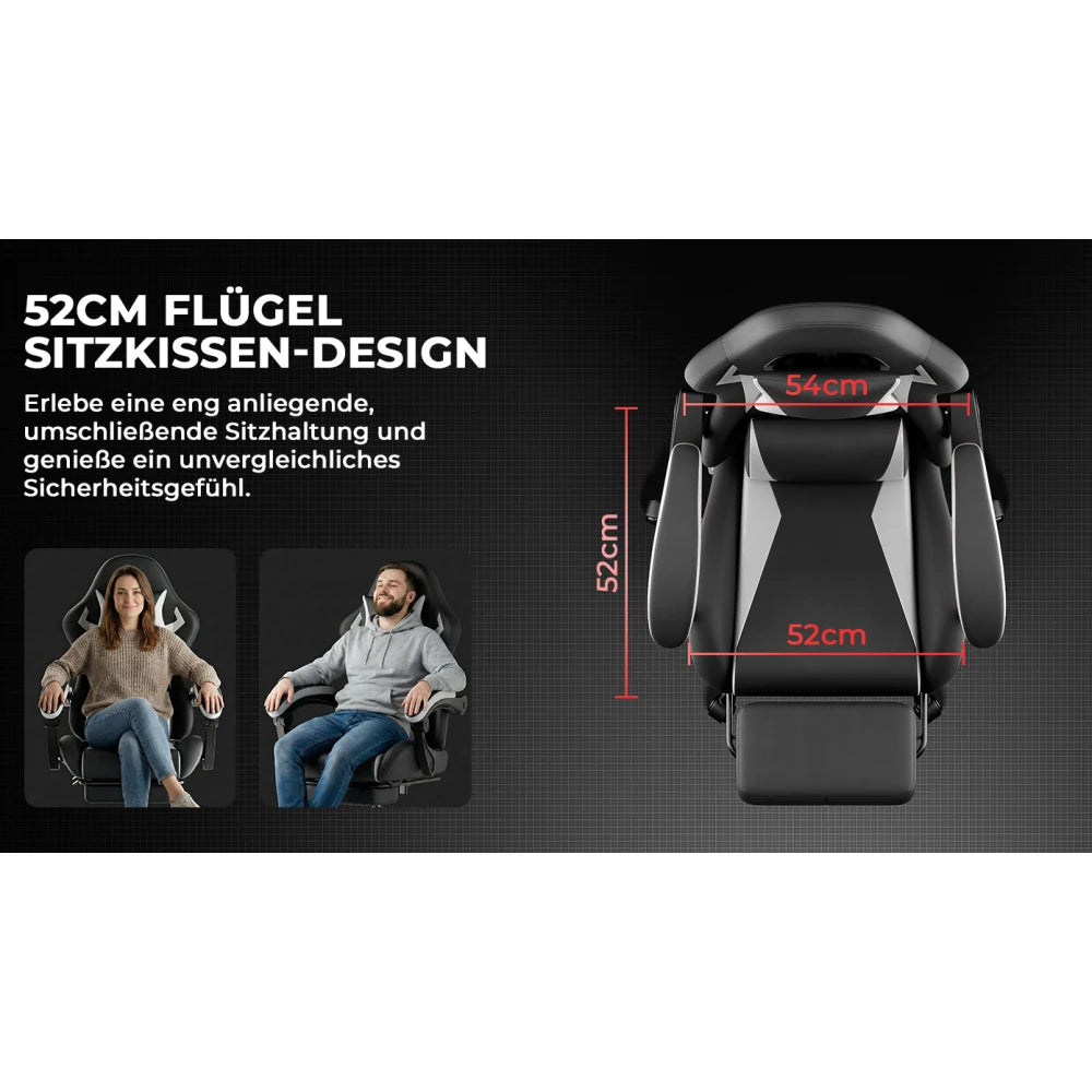 Gaming Chair Ergonomic Gaming Chair with Waist Cushion and Headrest, Office Chair Height Adjustable, Chair for Adult Girls Boy