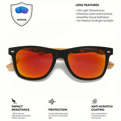 4PCS Bamboo Texture Square Sunglasses UV400, Fashion Unisex Classic - Lightweight for Casual Wear & Holidays
