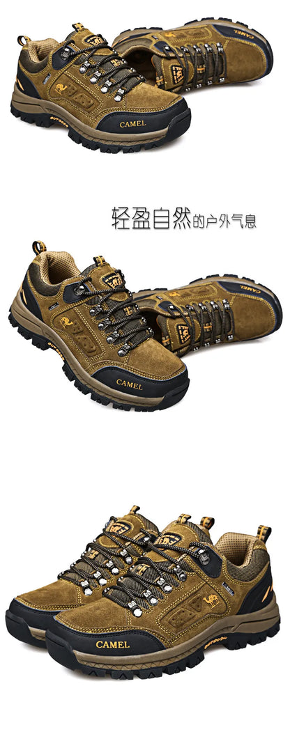 Suede Leather Men Hiking Shoes Outdoor Trail Trekking Sneakers Men Non-slip Breathable Climbing Shoes Men Mountain Sports Shoes