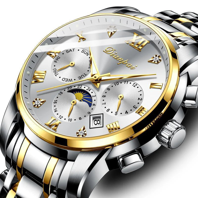 Montre mécanique automatique pour homme Dianpai – Modèle de luxe, étanche, multifonction, doté d'un affichage luminescent, au design tendance.