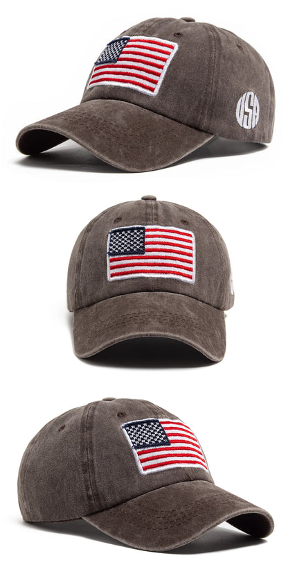 USA-Flagge Herren-Baseballkappe Retro-Stickerei Gewaschene Baumwolle Dad Hats Mode Damen Hip-Hop-Kappen Sommer Outdoor-Sonnenvisier-Hut