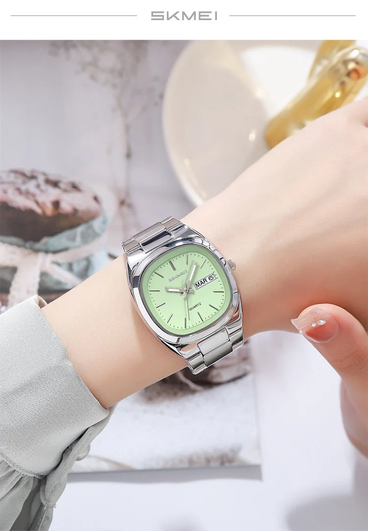 SKMEI 2420 Casual Female Wristwatch Dress For Women Ladies Business Steel Clock Fashion Quartz Date Time Women Luxury Watches