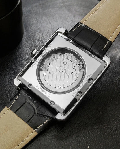 Reloj automático de lujo para hombre – Reloj de pulsera mecánico, modelo elegante de una gran marca, caja cuadrada de acero inoxidable, resistente al agua – CARLTINY