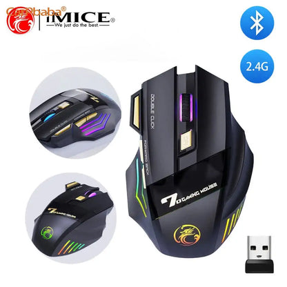 Wireless Mouse Bluetooth Wireless Mouse Rechargeable Computer Mouse Gamer Ergonomic Gaming Mause RGB Backlit Silent Mice For PC