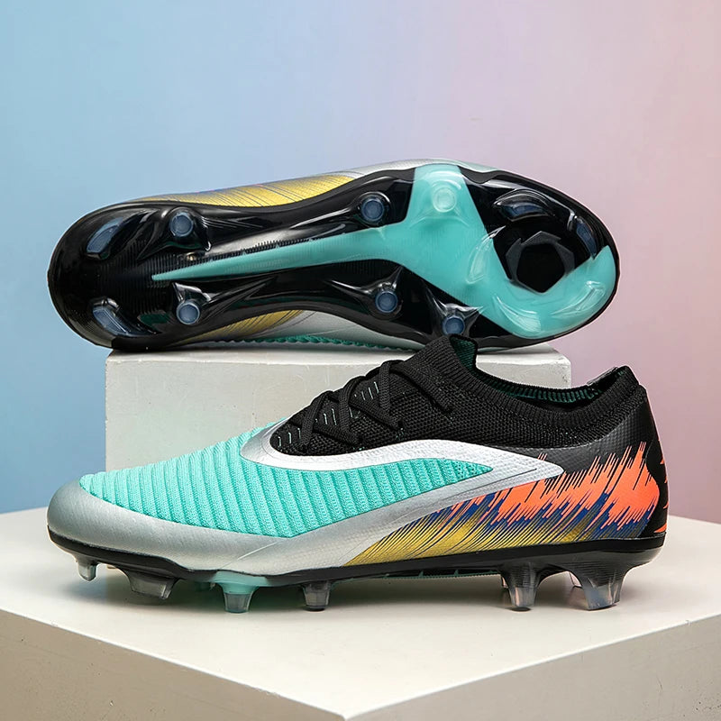 Football Shoes Men Quality Outdoor Training Soccer Boots Black White Long Spike Suitable for Teenager Boys Big Size