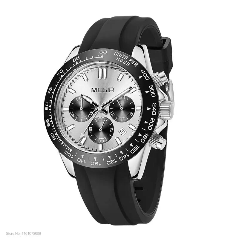 Reloj de hombre MEGIR, marca de lujo, reloj deportivo de cuarzo, correa de acero inoxidable, resistente al agua, cronógrafo, reloj de pulsera