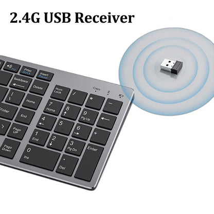 Dual-mode 2.4G Wireless Keyboard Dual Bluetooth 5.0 Keyboard 102 Keys Rechargeable Keyboard For MacBook Tablet PC Accessories
