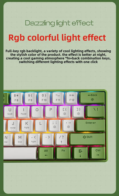 Wired mechanical keyboard 60% gamer bluetooth backlit Keyboards for tablet mini ergonomic  key board white