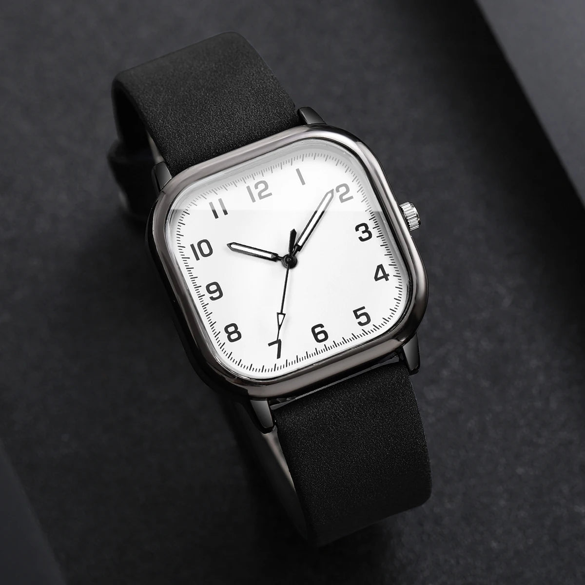 Fashion Square Arabic Men Business Watches Simple Leather Band Quartz Wristwatches Reloj Hombre（Without Box）