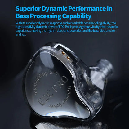 KZ EDC Pro Wire Earphone Large Dynamic Drivers Monitor Bass In-ear Headphone Cancelling Headset with Detachable Audio Cable