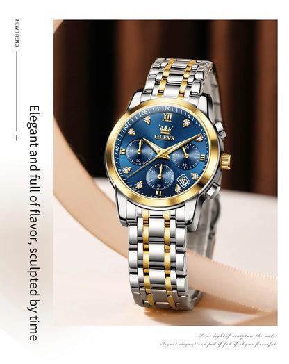 OLEVS 2858 Women Watch Luxury Brand Quartz Watch Waterproof Luminous Date Chronograph Women Bracelet Dress Diamond Watch Reloj