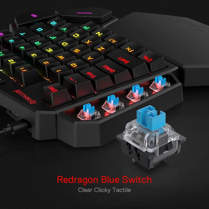 Redragon K585 DITI One-Handed RGB Mechanical Gaming Keyboard, Wrist Rest 42 Keys Type-C Professional Gaming Keypad Hot-Swappable