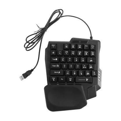 USB Single Hand Keyboard Ultra-slim Mini One Handedly Keyboard Luminous Wired Gaming Mechanical Keyboard Smartphone