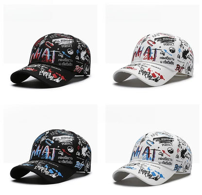 Cappellino da baseball unisex in cotone con graffiti, stampa snapback hip hop alla moda per donna e uomo