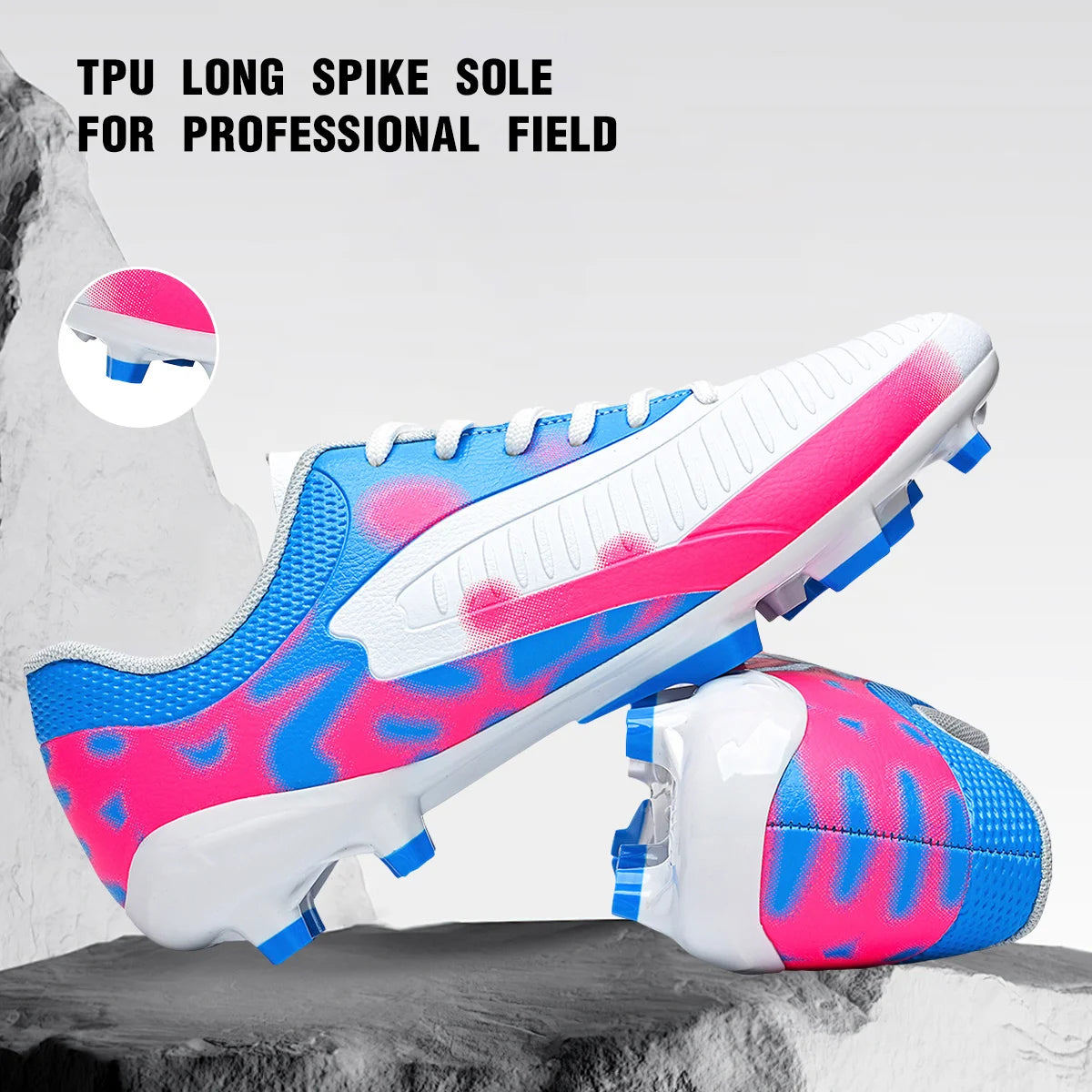 Chaussures de football respirantes avec crampons longs FG/AG, adaptées à toutes les saisons, chaussures de sport antidérapantes (disponibles en plusieurs couleurs)