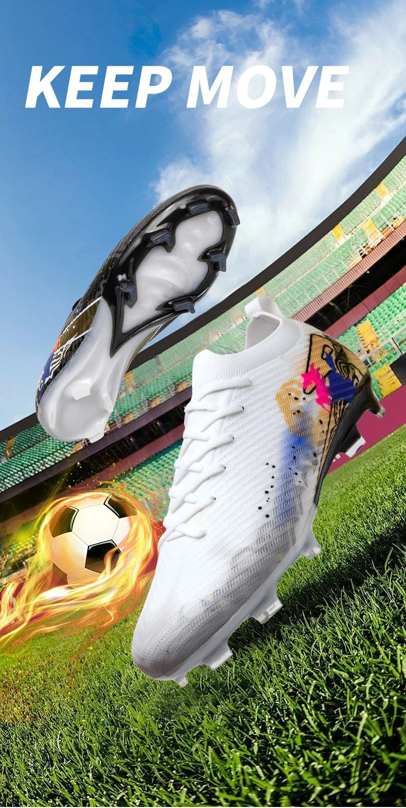New Men Soccer Shoes FG Non-Slip Long Spikes Football Boots Soccer Cleats Training Shoes Match Ultralight Outdoor Drop Shipping