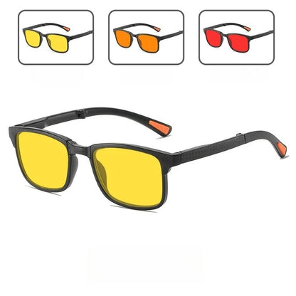 Óculos de sol retro quadrados para mulher com visão noturna, anti-luz azul, UV400; óculos para homem para jogos de computador, anti-radiação, com lentes vermelhas e laranja para dormir