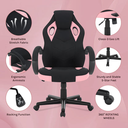 WOLTU Gaming Chair Gamer Armchair Office Computer Chair Ergonomic Design Fabric 360° Swivel Chair Adjustable Height High Back