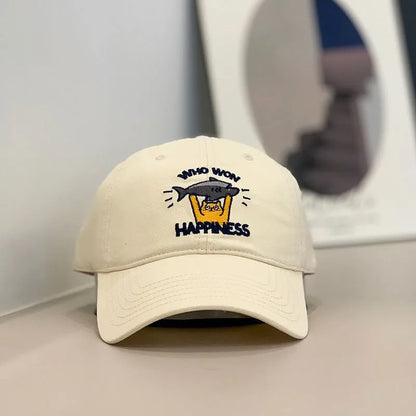 Baseballkappe – Stickerei mit Katzen- und Fischmotiv