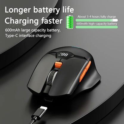 Warvank SX01 Wireless Gaming Mouse Smart Screen Display 6-speed DPI Adjustment 600mAh Rechargeable Silent Office Bluetooth Mouse