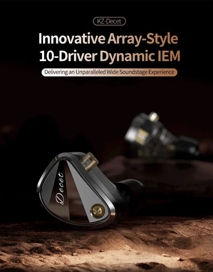 KZ Decet 5DD Dynamic Drive Earphones Adjustable Earbuds 10 Unit Upgraded Drive HIFI in Ear Wired Music Headphones 2PIN Cables