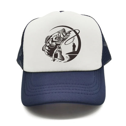 Fishing Skeleton Trucker Cap Summer Men Cool Fisherman Fishing Hat Baseball Cap Unisex Outdoor Mesh Net Caps MZ-238