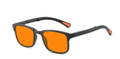 Óculos de sol retro quadrados para mulher com visão noturna, anti-luz azul, UV400; óculos para homem para jogos de computador, anti-radiação, com lentes vermelhas e laranja para dormir