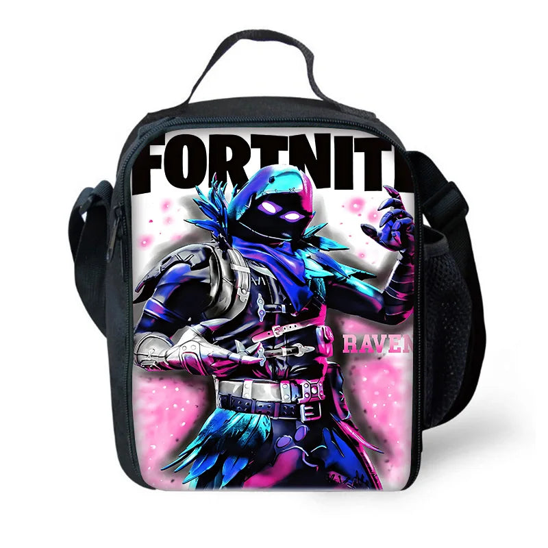 Zaini per bambini con design Hot Game, borsa pranzo e astuccio, borse scuola per alunni ad alta capacità, per bambino e bambina, regalo ideale F-FortniteS