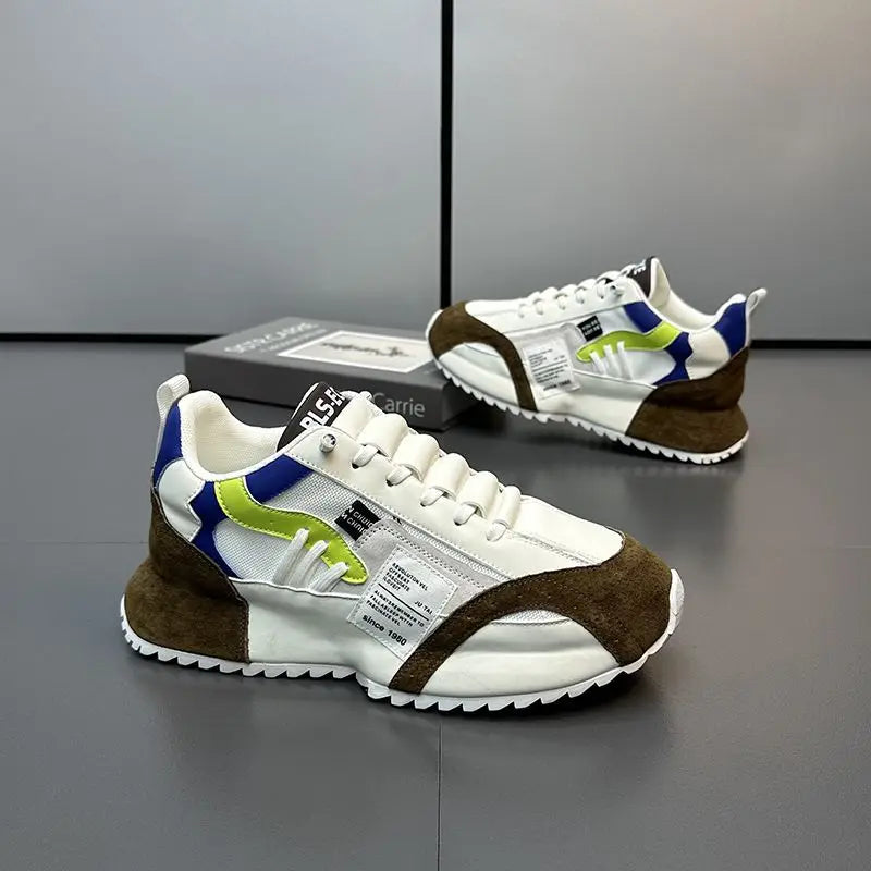 Shoes for Men Casual Sports Four Seasons Moccasins Trend Designed Personality Lace-up Leather Sneakers Comfortable Breathable