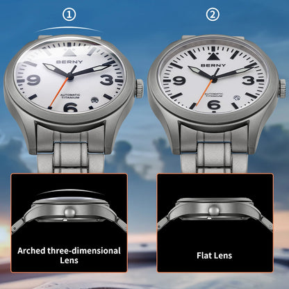 BERNY Aviation Top Titanium Mechanical Men Watch Sapphire AR Coating Supper Luminous 10Bar Sport Watch Titanium Aviation Watches