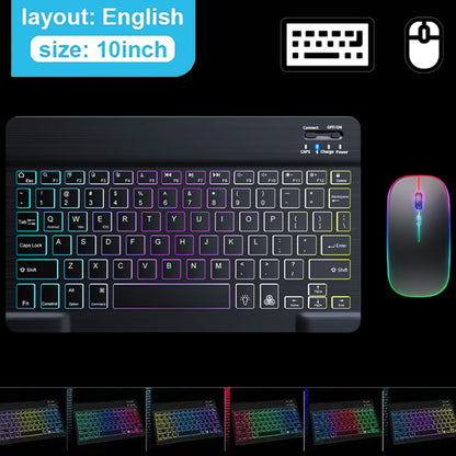 Mini Backlit RGB Bluetooth Wireless Keyboard 2.4G Mouse For Tablet Cell Phone Windows Android iOS Ultra Light Slim iPad Keyboard