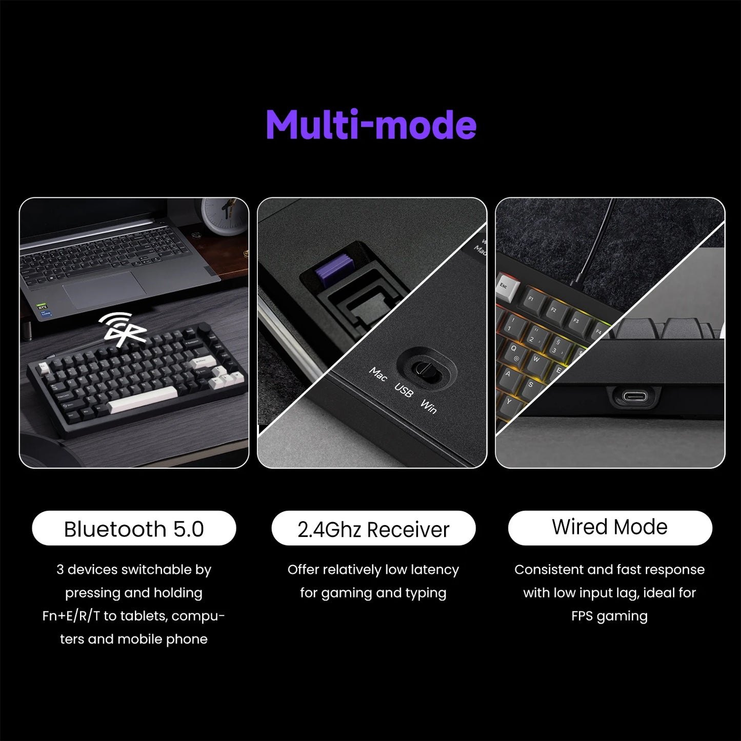 Akko 5075 V3 75% Mechanical Keyboard 8000/10000mAh 2.4GHz Wireless/ Wired Type-C/BT 5.0 Hot Swap RGB Gasket for Gaming Typing