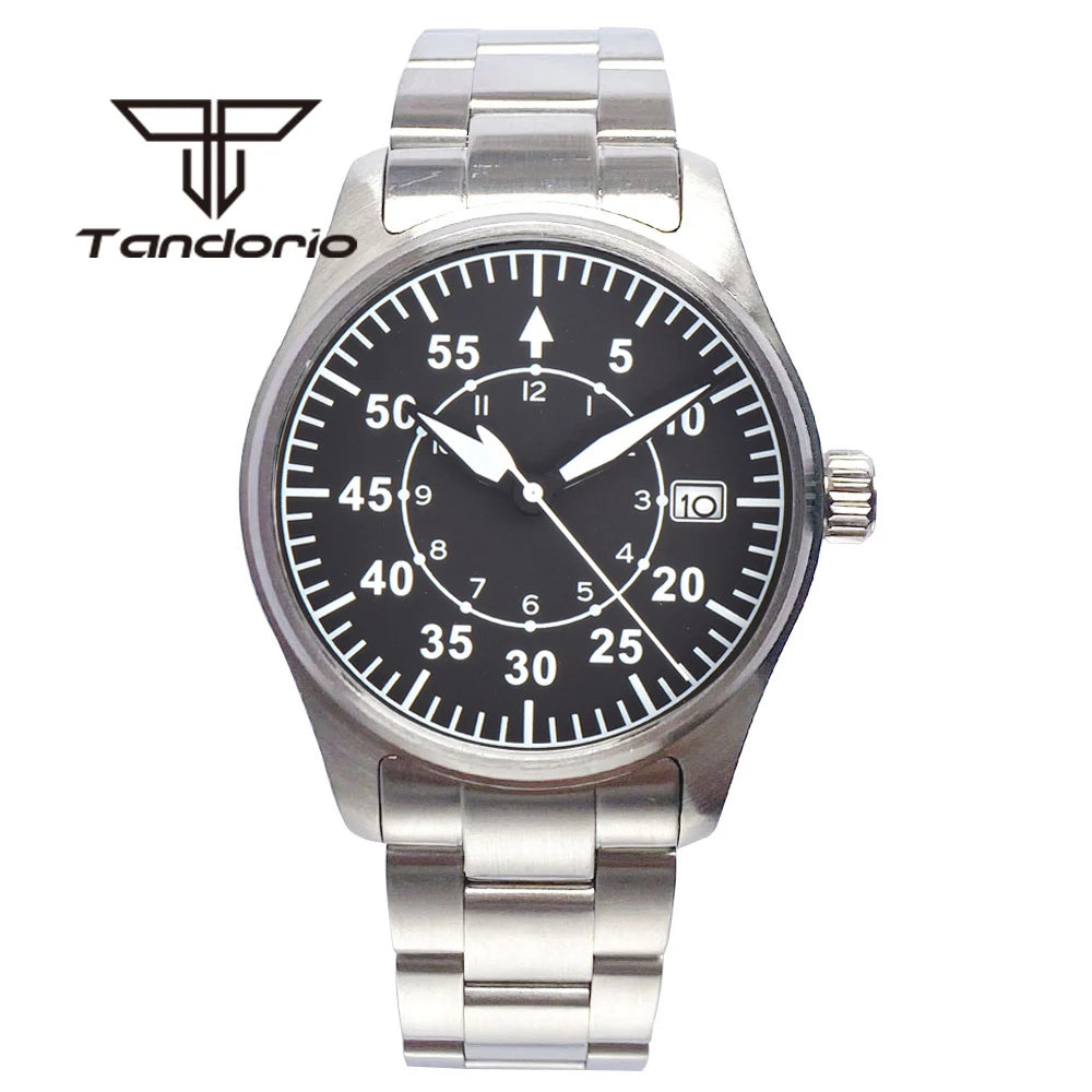 Tandorio 39mm Diving Pilot Automatic Watch for Men NH35/PT5000/Miyota8215 Movement AR Sapphire Crystal 20BAR Waterproof Luminous