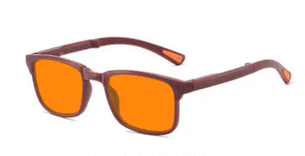 Óculos de sol retro quadrados para mulher com visão noturna, anti-luz azul, UV400; óculos para homem para jogos de computador, anti-radiação, com lentes vermelhas e laranja para dormir