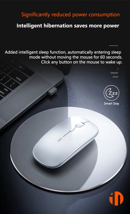 Inphic M1P Wireless Silent Office Mouse Ultra-Thin Portable USB Interface Battery Power Display TYPE-C Charging Wireless Mouse