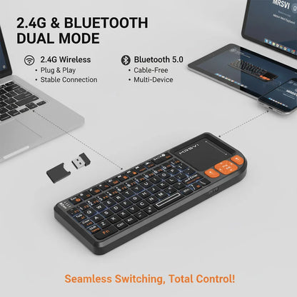 MRSVI Mini Bluetooth Keyboard A8 PLUS,Backlit 2.4GHz Wireless Keyboard with Touchpad for Android TV Box,Mac,Laptop,Windows