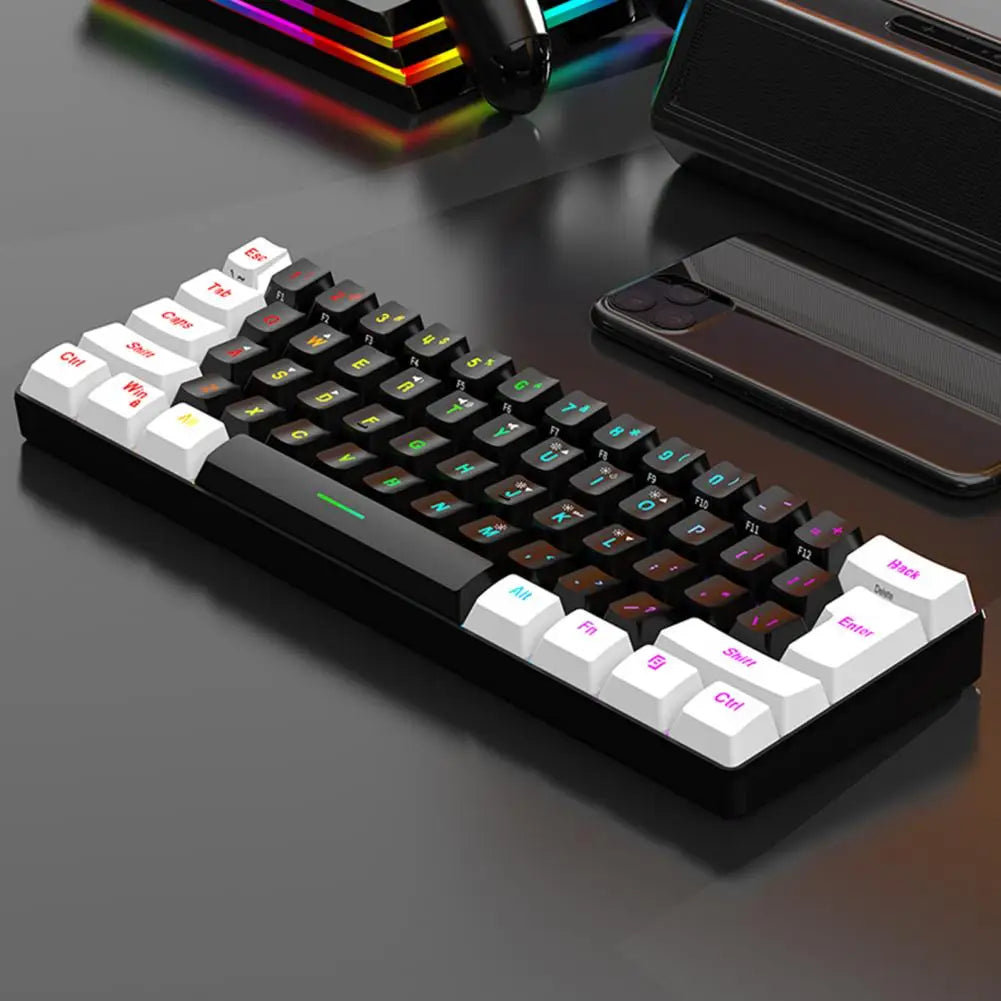 RGB Keyboard Compact 61-key Wired Mechanical Gaming Keyboard with RGB Light Design for Lightweight Computer Use