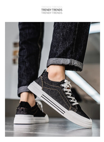 Personalized Spring and Autumn New Men's Shoes, Korean Style Fashionable Large Size Low-Top Casual Shoes, Denim Single Shoes, Versatile Sneakers