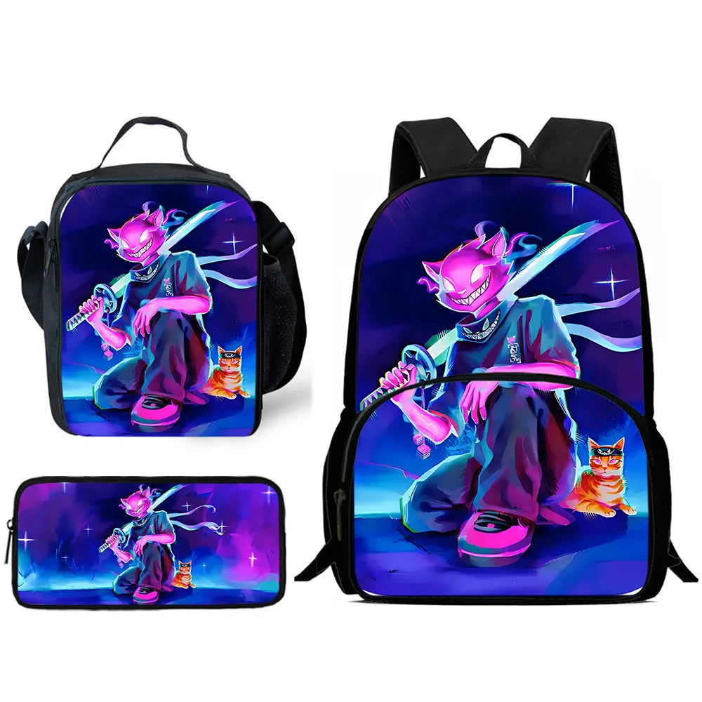 Zaini per bambini con design Hot Game, borsa pranzo e astuccio, borse scuola per alunni ad alta capacità, per bambino e bambina, regalo ideale F-FortniteS