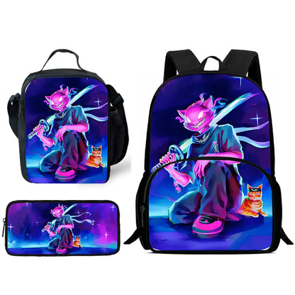 Zaini per bambini con design Hot Game, borsa pranzo e astuccio, borse scuola per alunni ad alta capacità, per bambino e bambina, regalo ideale F-FortniteS