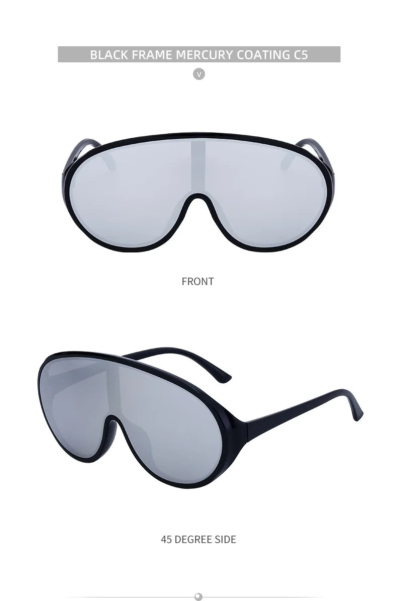 Trendige, übergroße Einteilige Sonnenbrillen für Damen und Herren – Luxusmarken-Designer-Sonnenbrillen – Modische Sonnenbrillen – Große Brillenfassungen