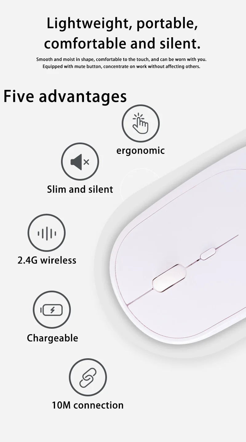 Lenovo Wireless Mouse USB Rechargeable Ergonomic Adjustable DPI Office Silent 2.4G Bluetooth Optical Electric Mouses Game Office