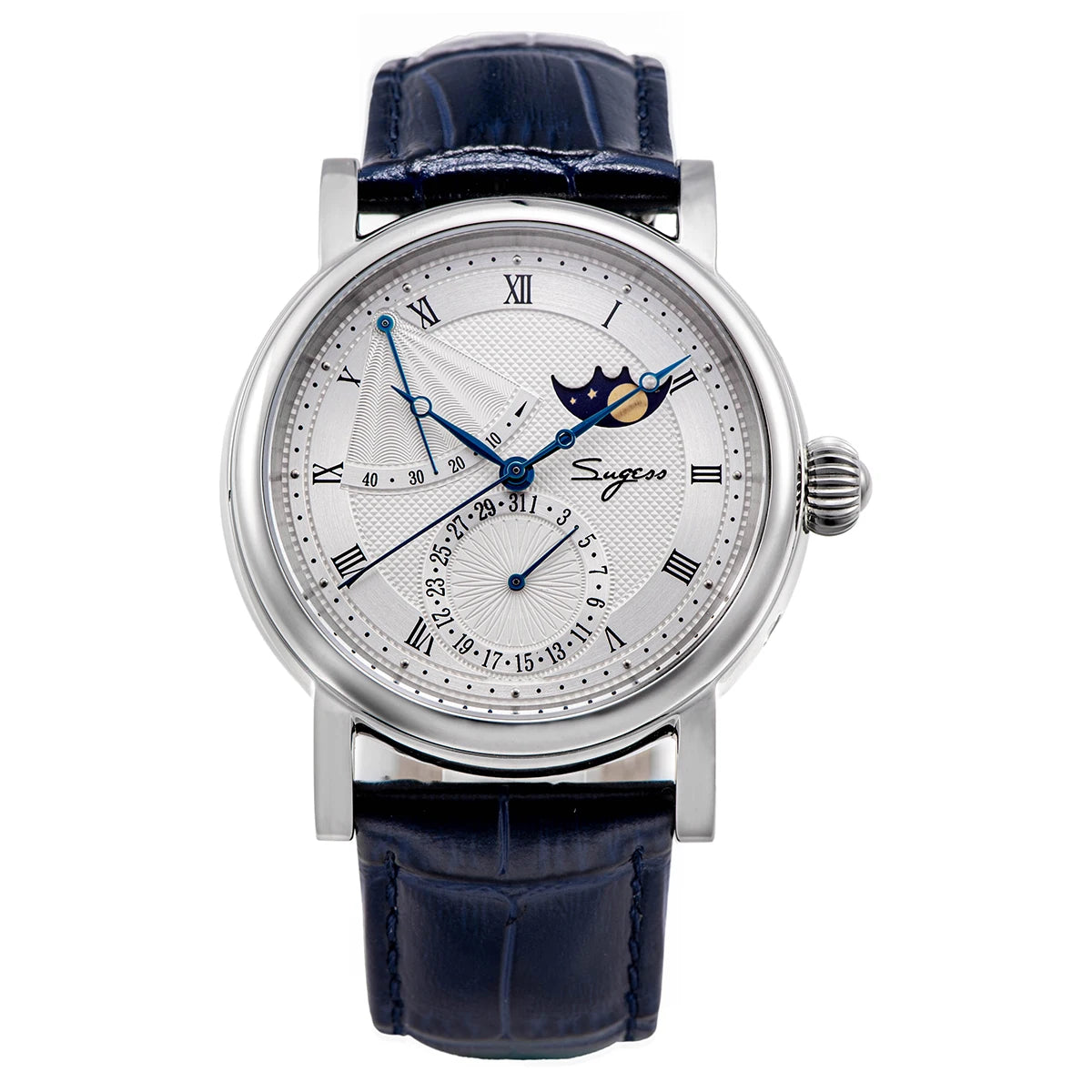 2023 Sugess Watch of Men Automatic Mechanical Moon-Phase Wristwatches Power Reserved  Sapphire WaterResistant Tianjin Movement