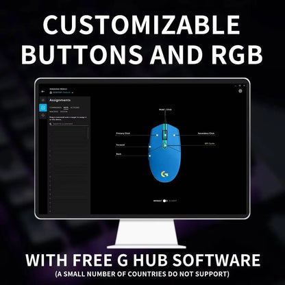 Logitech G203 LIGHTSYNC Mouse Wired 8000 DPI Sensor RGB Sync 6 Buttons Mechanical Tensioning Office-Gaming Dual-Use