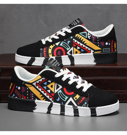 Nouvelles Chaussures de Skateboard Tendance pour Hommes – Baskets Décontractées Antidérapantes en Toile à Motifs pour la Marche en Extérieur – Zapatos Sportifs pour Homme