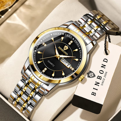 Relojes de cuarzo de lujo originales BINBOND para mujer – Modelo resistente al agua y luminiscente – Idea de regalo (estuche incluido)